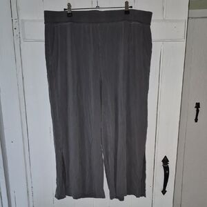 Eileen Fisher Size LG Gray Wide Leg Capri Stretch Pants